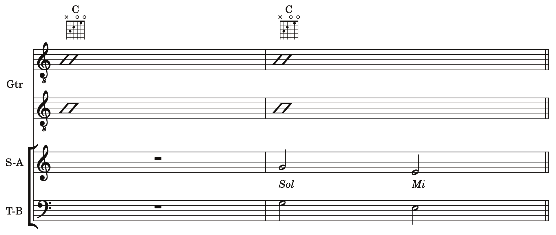 C chord cue followed by the sung pattern Sol to Mi.