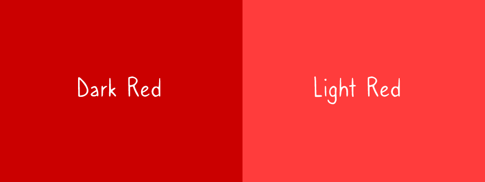 Dark red and light red shown as two shades of the same color