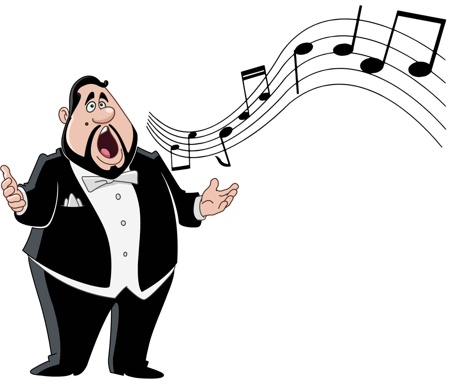 Singer on a low pitch with the larynx lowered in the throat